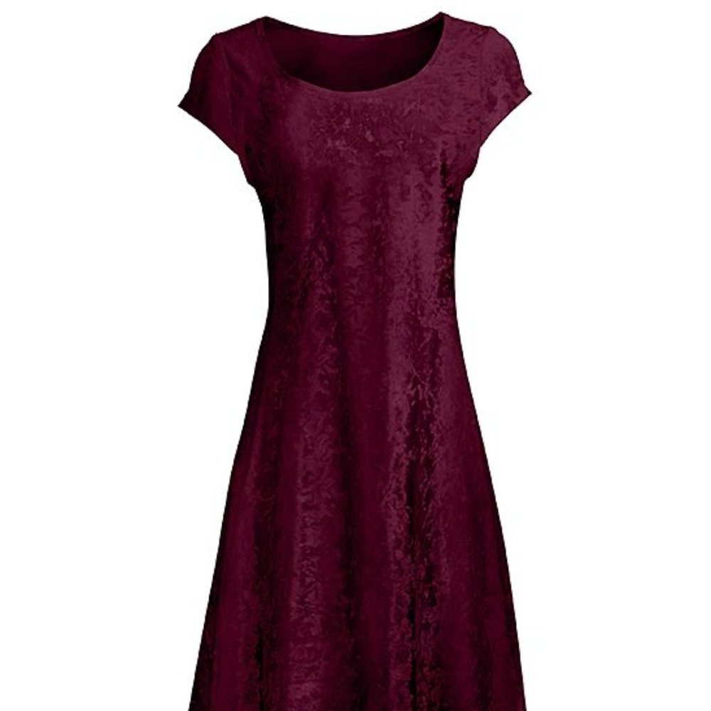 Burgundy Velvet Cap-Sleeve Dress